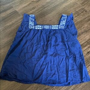 Blue Embroidered Women's Top-EUC